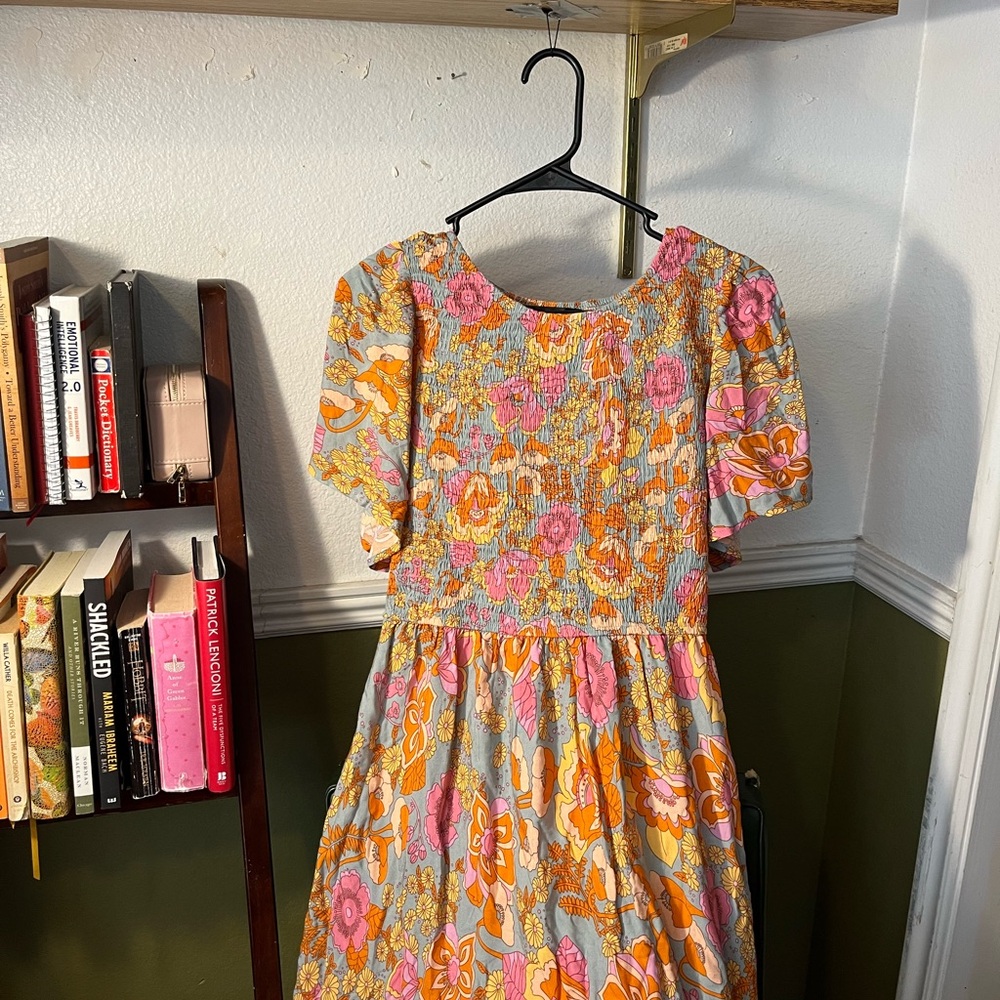 Floral Smocked Dress with Short Sleeves